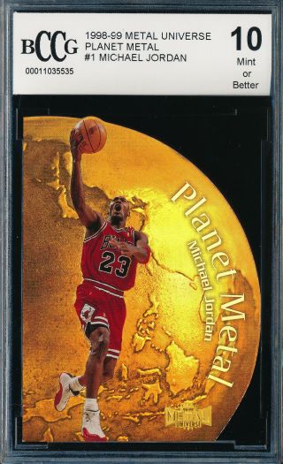 Michael Jordan 1998 - 99 Metal Universe Planet Metal Bccg 10 Die - Cut Card 1 Bgs
