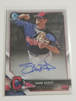 2018 Bowman Chrome Shane Bieber Cleveland Indians Rookie On - Card Auto Rc