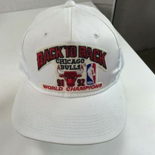 Chicago Bulls Back To Back 91 92 Champions Sports Specialties White Cap Hat MJ 2