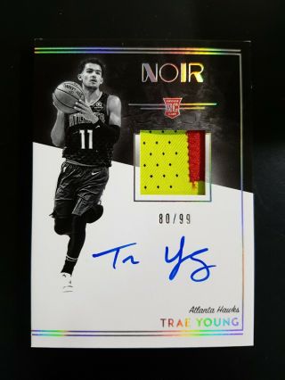2018 - 19 Panini Noir Black & White Trae Young Rc Patch Auto Rpa 80/99 Read C3