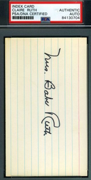 Mrs Babe Ruth Psa Dna Autograph 3x5 Index Card Authentic Hand Signed