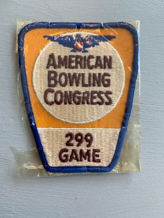Vintage Abc American Bowling Congress 299 Game Patch