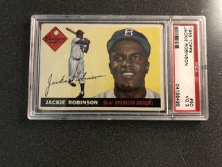 1955 Topps Jackie Robinson Brooklyn Dodgers 50 Baseball Card Psa 3.  Cert Low