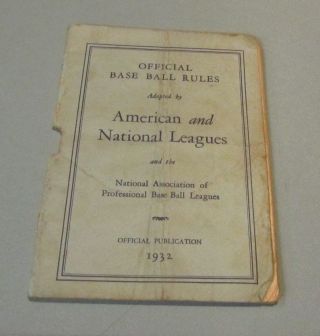 1932 Reach Official Baseball Rule Book American And National Leagues Base Ball