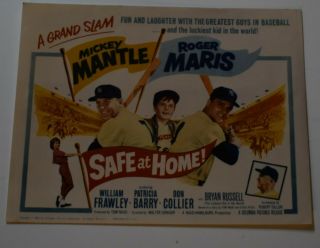 Vintage Safe At Home Mickey Mantle/roger Maris Movie Photo 3 1/4 X 4 In