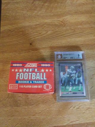 1990 Score Football Rookie & Traded Complete Box Set Emmitt Smith Card Bgs 9