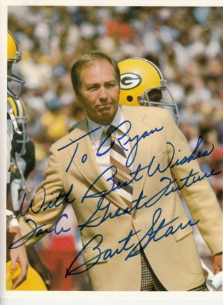 Green Bay Packers Bart Starr Signed Autograph Auto Personalized Message 8x10 Pic
