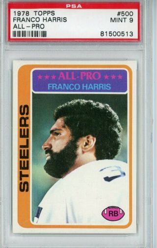 1978 Topps Franco Harris All Pro 500 Pittsburgh Steelers Psa 9
