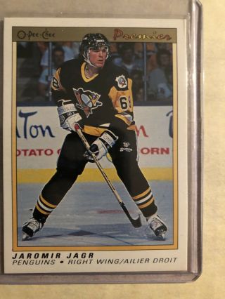 Jaromir Jagr 1990 - 91 O - Pee - Chee Premier Rookie Card 50 Pittsburgh Penguins