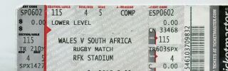 Wales V South Africa Rugby Ticket,  Washington Dc June 2,  2018