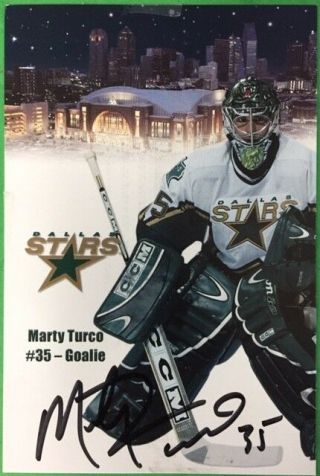 Marty Turco Autographed Signed 4 X 6 Stat Card Dallas Stars