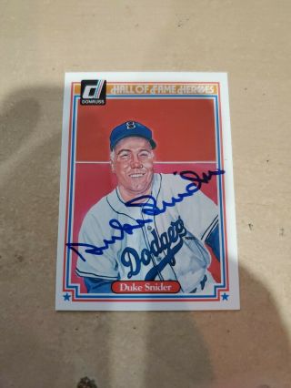 Duke Snider 1983 Donruss Hall Of Fame Heroes Autographed Card Brooklyn Dodgers