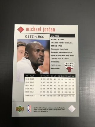 1998 - 99 Upper Deck Black Diamond Triple 2 Michael Jordan Bulls 133/1500 PSA 8 2