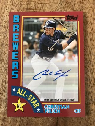 2019 Topps Christian Yelich Series 2 Red 1984 All - Star Auto 12/25 Autograph