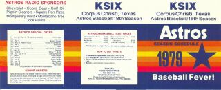1979 Houston Astros Baseball Pocket Schedule