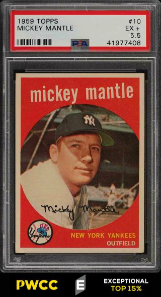 1959 Topps Mickey Mantle 10 Psa 5.  5 Ex,  (pwcc - E)