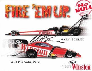 1998 Whit Bazemore Signed Team Winston Chevy Camaro Funny Car Nhra Postcard