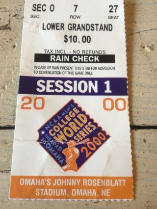 2000 College World Series Ticket Stub Session 1 Clemson Tigers vs San Jose State 4