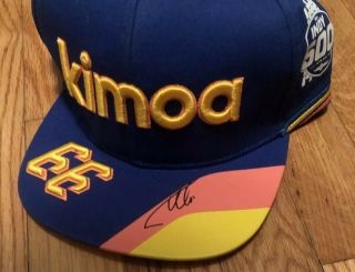 2019 Fernando Alonso Signed Kimoa Mclaren Indy 500 Indy Car Snapback Hat