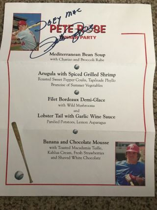 Pete Rose Signed Baseball Cafe Full Menu