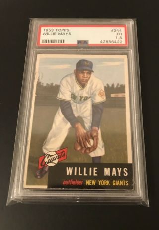 1953 Topps Willie Mays PSA 1.  5 York Giants 244 Baseball Card 2