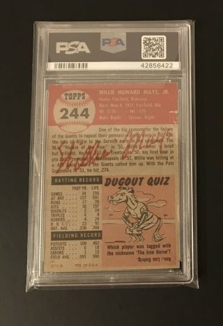 1953 Topps Willie Mays PSA 1.  5 York Giants 244 Baseball Card 4