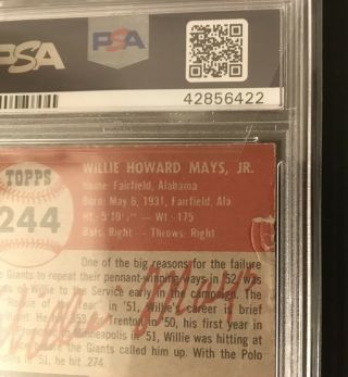 1953 Topps Willie Mays PSA 1.  5 York Giants 244 Baseball Card 5