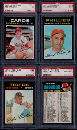 Psa 7 1971 Opc O - Pee - Chee Topps 117 Ted Simmons Cardinals Rookie Card Pop 12