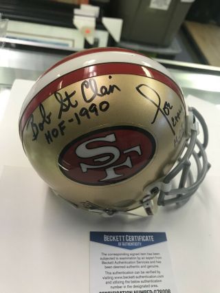 Bob St Clair Joe Perry Signed Autographed 49ers Mini Helmet Hof Insc Beckett