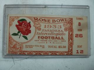 1953 Rose Bowl Ticket Usc Vs Wisconsin College Football Ticket Stub