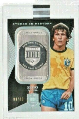 2018 Panini Eminence Etched In History Zico.  999 Fine Silver Bar 8/10 Brazil