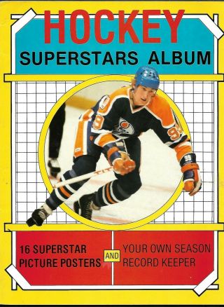 1986 - 87 Hockey Superstars Album,  Scholastic,  16 Mini Posters,  Gretzky Cover