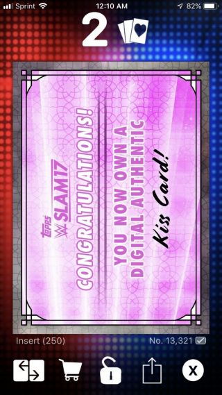 Topps WWE Slam Digital 2016 Asuka Kiss Signature Autograph Card 250cc 2