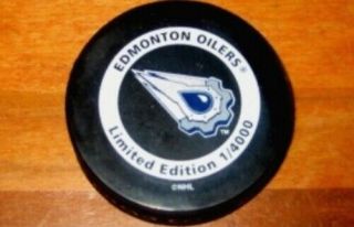 Limited Edition Rare Edmonton Oilers Alternative Logo Game Puck 2001 - 02