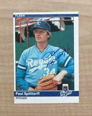 Paul Splittorff Kansas City Royals Signed Deceased 1984 Fleer Card 360 W/coa