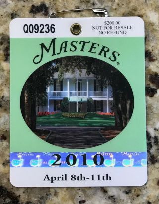 2010 Masters Augusta National Golf Club Badge Ticket Phil Mickelson Wins