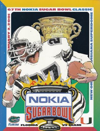 Florida Vs Miami 2001 Sugar Bowl College Football Program