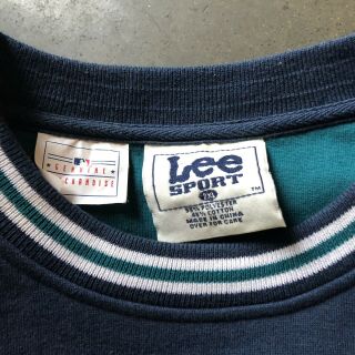 Men ' s Vintage 90s Lee Seattle Mariners Navy Blue Teal Crewneck Sweatshirt Sz 2XL 2