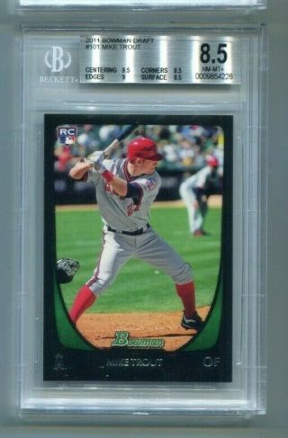 2011 Bowman Draft 101 Mike Trout / Angeles / Rookie Card / Nm/mt,  Bgs 8.  5