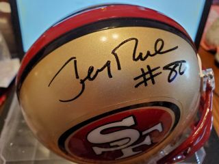 Jerry Rice Signed/Autographed SF 49ers Mini Helmet with case.  Beckett authentic 7