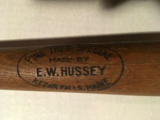 Vintage Baseball Bat E W Hussey Pine Tree Special 33 " Kezar Falls,  Maine