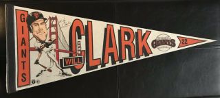 Vintage Will Clark Signed /san Francisco Giants 11”tall 29 " L Pennant Flag Banner