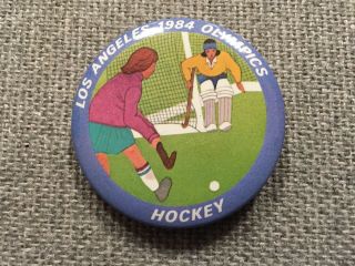Vintage Los Angeles 1984 Olympics Field Hockey Pinback Button