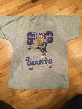 Vintage 80s York Giants Phil Simms Caricature Nfl 11 Logo T - Shirt Football