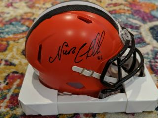 Nick Chubb Autographed Cleveland Browns Mini Helmet With Jsa