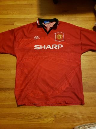 Vintage Umbro Manchester United Sharp Xl Soccer Jersey