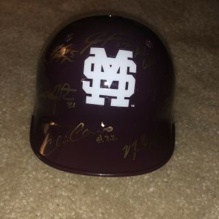 2019 Mississippi State Bulldogs College World Series Signed Mini Helmet