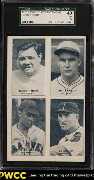 1935 Exhibits 4 - On - 1 W/ Babe Ruth Frank Hogan Berger Brandt Sgc 3 Vg (pwcc)