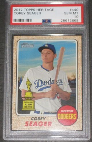 Psa 10 Gem - 2017 Topps Heritage Corey Seager Rookie Baseball Card 440 Rc