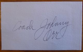 Johnny Orr Dec 2013 Signed 3 By 5 Nba Stl1949 - 50 Coach Michigan Iowa 1967 - 94